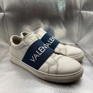 Size 11 Valentino by Mario Valentino Zeus White Blue Mens Slip-On Sneaker Shoes‎